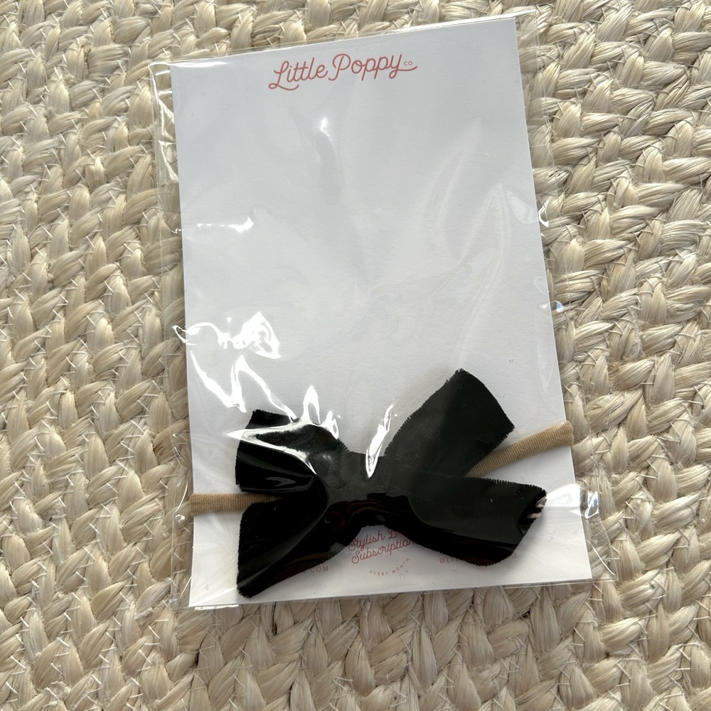 Little poppy co baby toddler girl orginal on nylon hair bow black velvet poppy